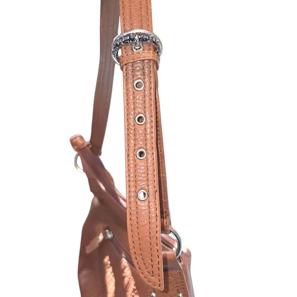 Stone Moutain Brown Pebble Leather Shoulder Bag Purse